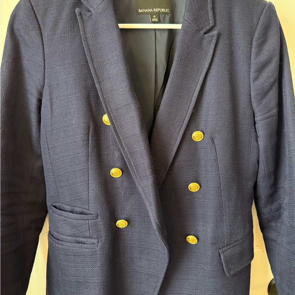 Banana Republic Dark Blue Blazer with Gold Buttons - Picture 2 of 6